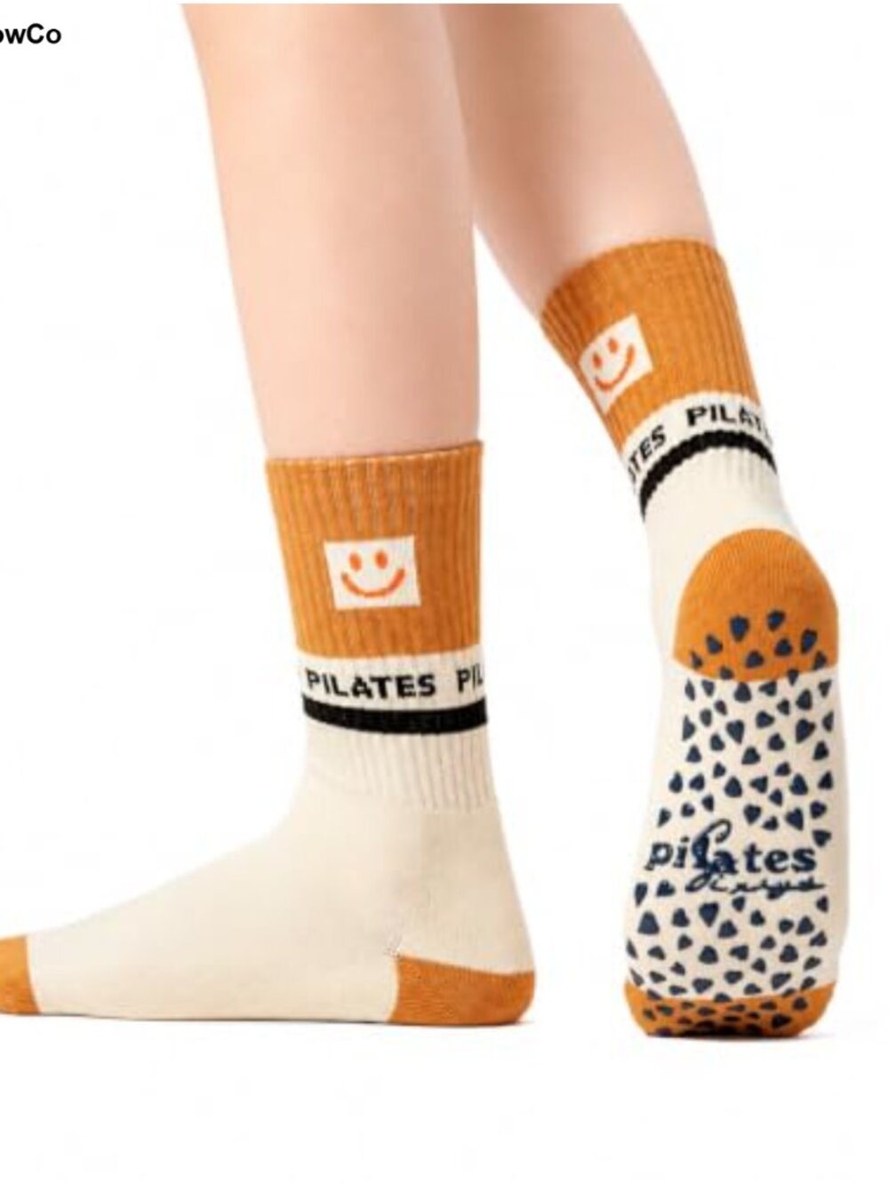 Grip Pilates Socks for Women Non Slip Cotton Blend Crew